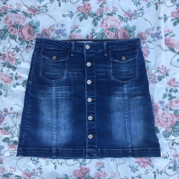 Vintage Dresses & Skirts - Dittos Chloe High Rise Blue Enzyme Mini Jean Skirt
